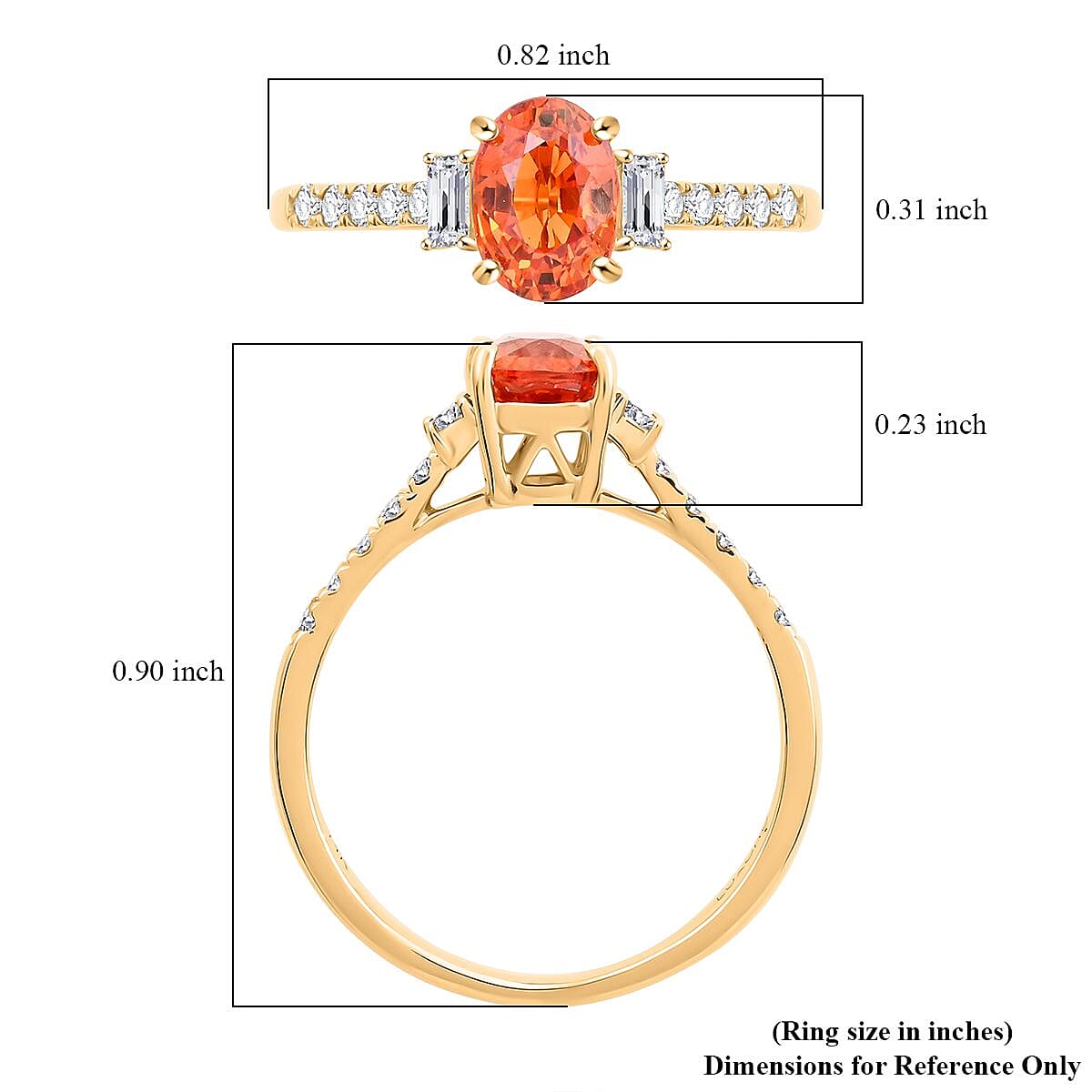 Certified & Appraised Luxoro 14K Yellow Gold AAA Songea Sapphire and I2 Diamond Ring (Size 6.0) 1.25 ctw image number 5