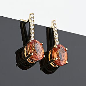 Certified & Appraised Luxoro 14K Yellow Gold AAA Songea Sapphire and I2 Diamond Earrings 2.15 ctw