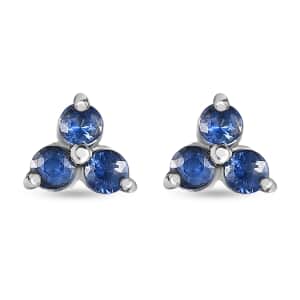Premium Ceylon Blue Sapphire Stud Earrings in Platinum Over Sterling Silver 0.40 ctw