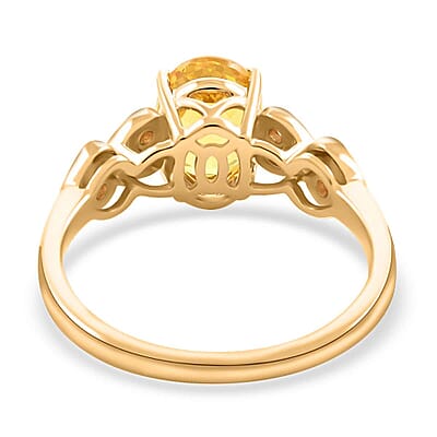 Certified & Appraised Luxoro 14K Yellow Gold AAA Yellow Sapphire and I2 Diamond Ring (Size 10.0) 1.85 ctw