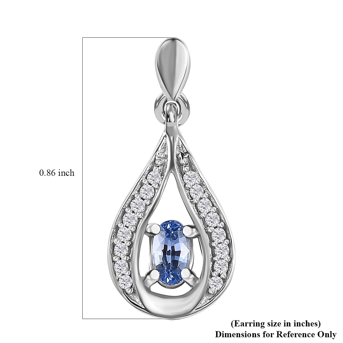 Ceylon Blue Sapphire and White Zircon Dangling Earrings in Platinum Over Sterling Silver 0.75 ctw image number 5