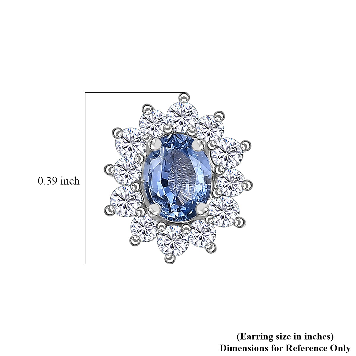 Ceylon Blue Sapphire and White Zircon Sunburst Stud Earrings in Platinum Over Sterling Silver 1.35 ctw image number 5