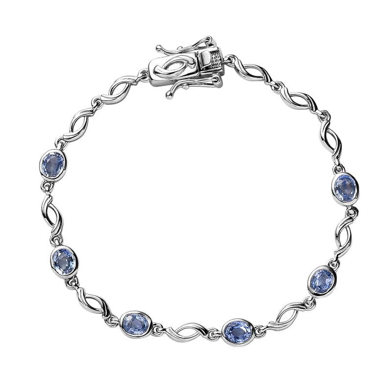 Ceylon Blue Sapphire Braided Bracelet in Platinum Over Sterling Silver (6.50 In) 2.85 ctw