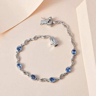 Ceylon Blue Sapphire Braided Bracelet in Platinum Over Sterling Silver (6.50 In) 2.85 ctw