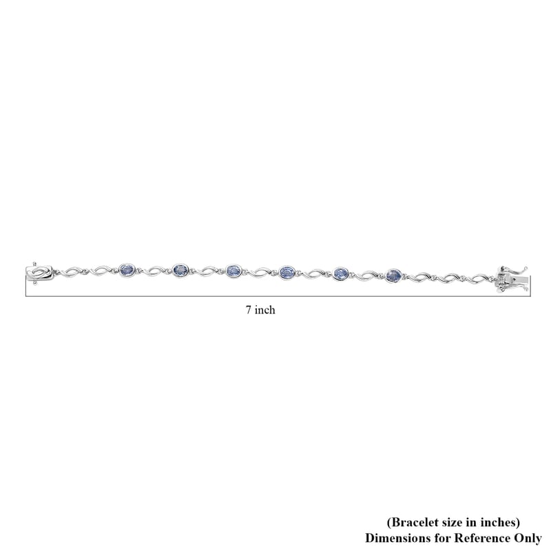 Ceylon Blue Sapphire Braided Bracelet in Platinum Over Sterling Silver (6.50 In) 2.85 ctw