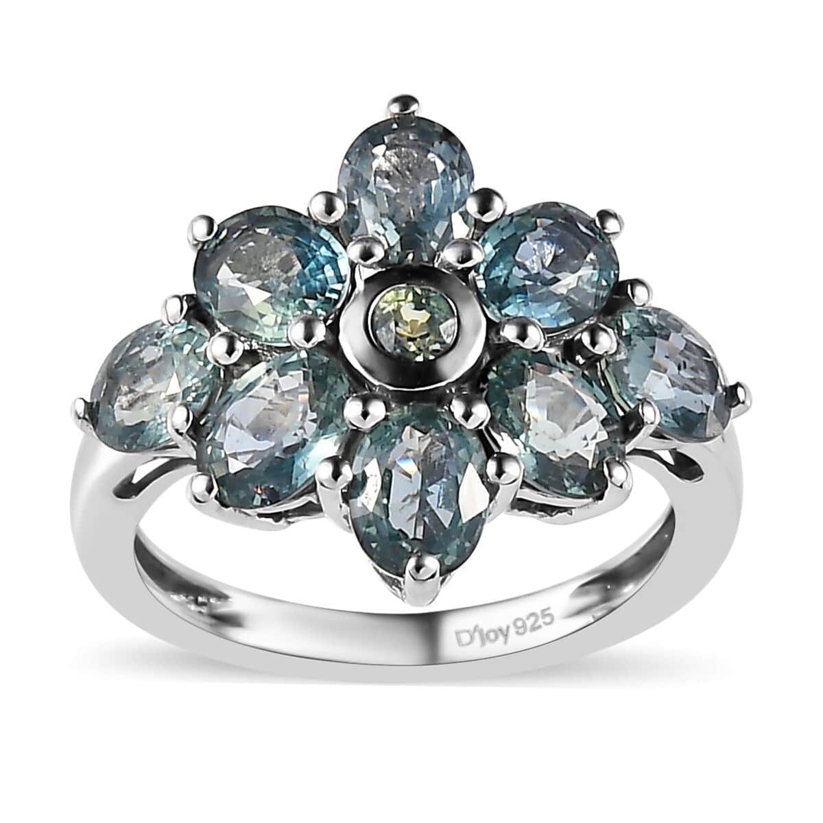 Natural Parti Sapphire Floral Ring in Platinum Over Sterling Silver (Size 7.0) 3.50 ctw image number 0