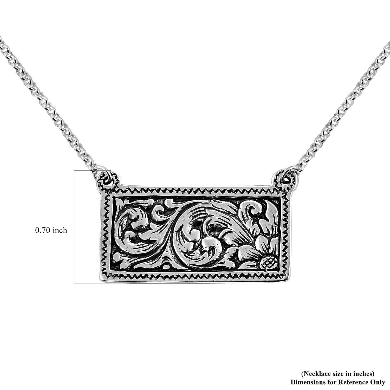 Bali Legacy Sterling Silver Floral Dogtag Necklace 20 Inches 8.85 Grams