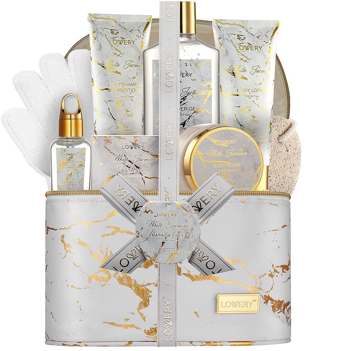 Lovery 8pc White Marble Bath Gift Set image number 0