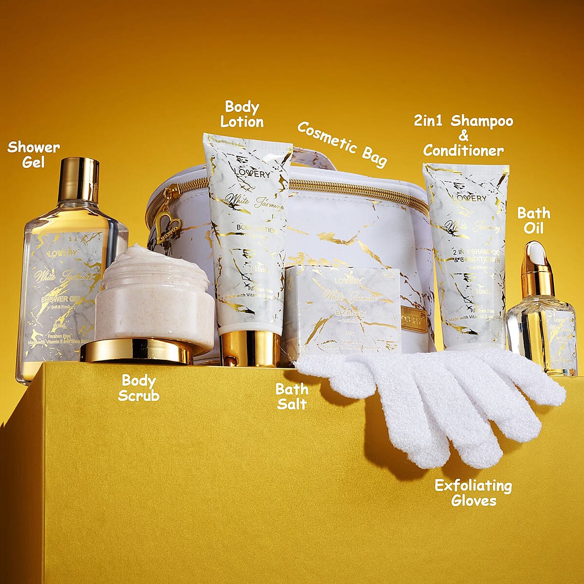 Lovery 8pc White Marble Bath Gift Set image number 2