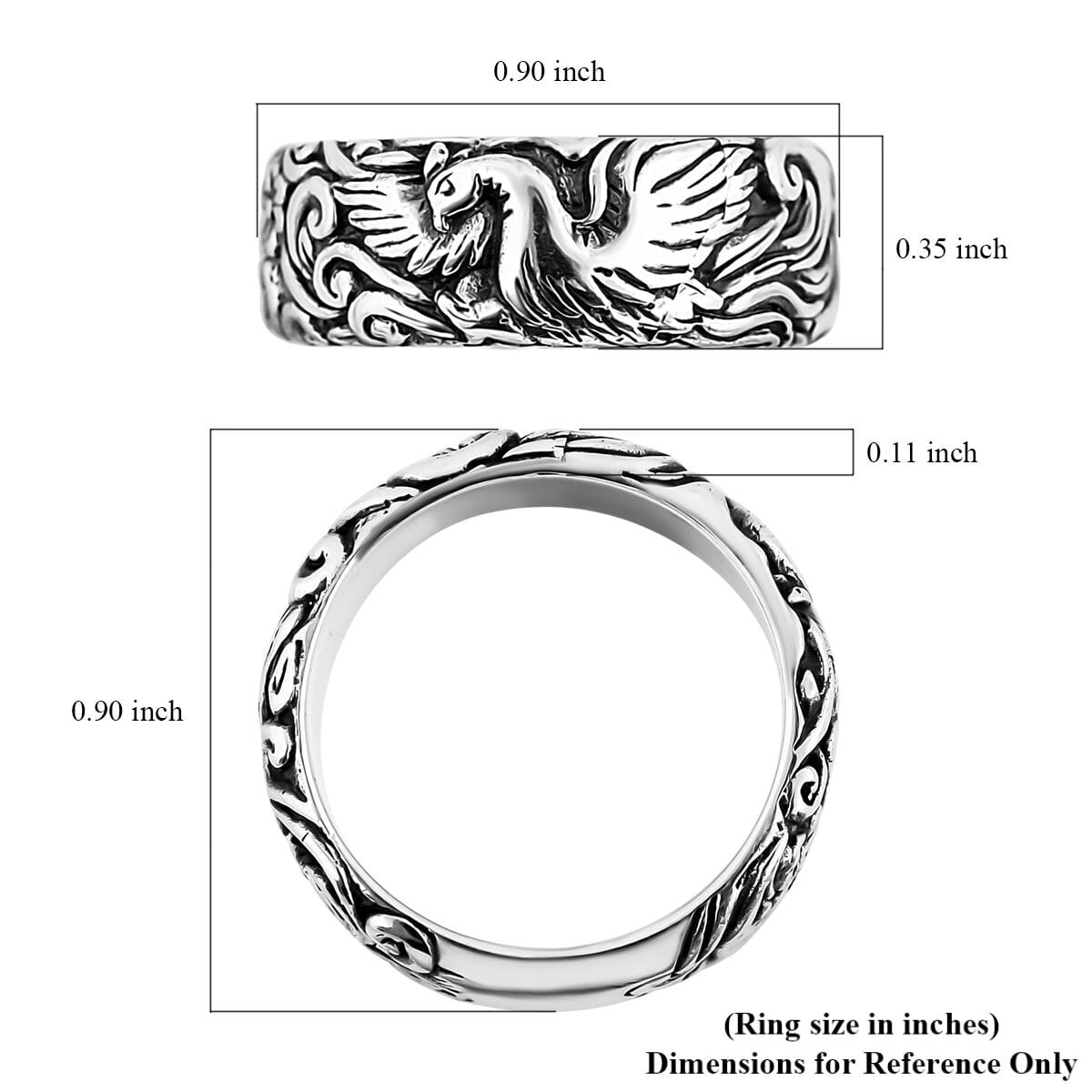 Bali Legacy Sterling Silver Phoenix Ring (Size 6.0) 8.75 Grams image number 5