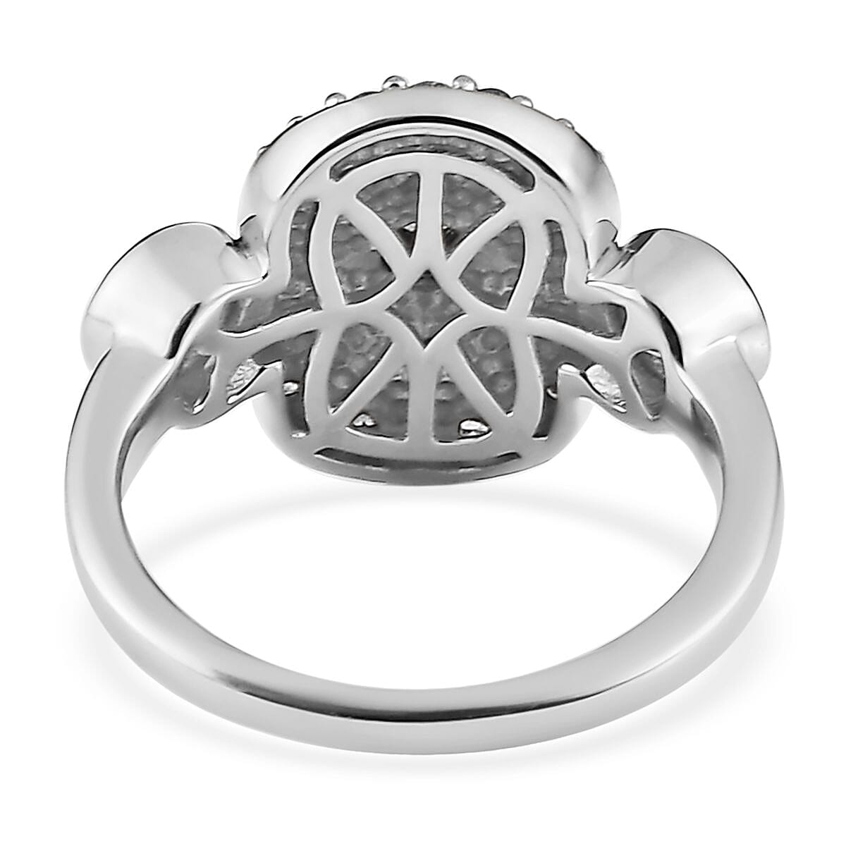 White Zircon Celestial Star White Enamel Medallion Ring in Platinum Over Sterling Silver (Size 6.0) 1.00 ctw image number 4