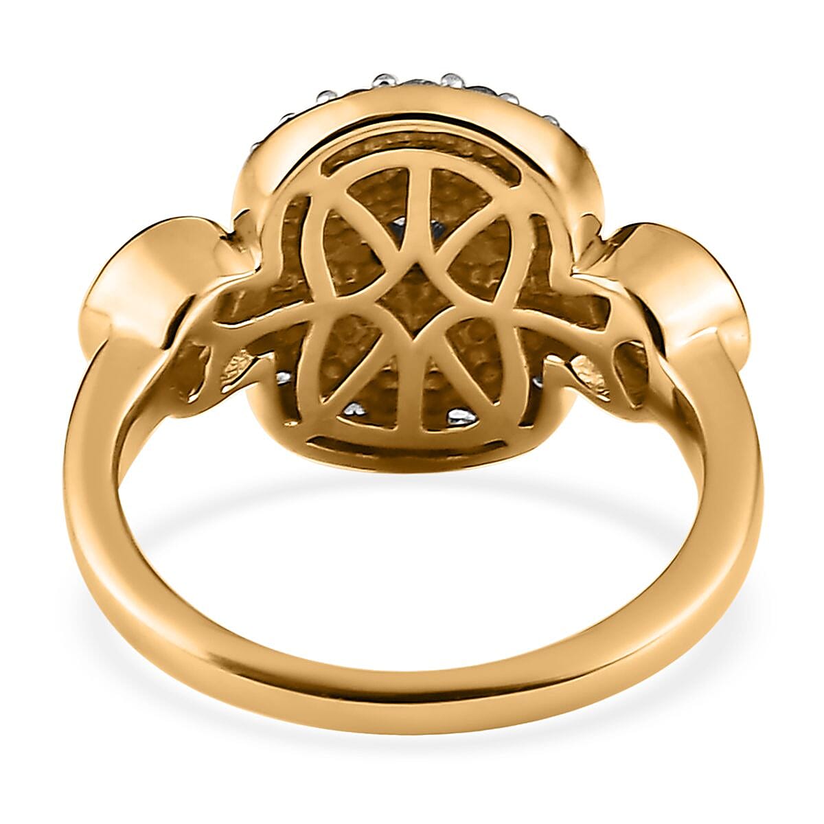 White Zircon Celestial Star White Enamel Medallion Ring in Vermeil Yellow Gold Over Sterling Silver (Size 7.0) 1.00 ctw image number 4