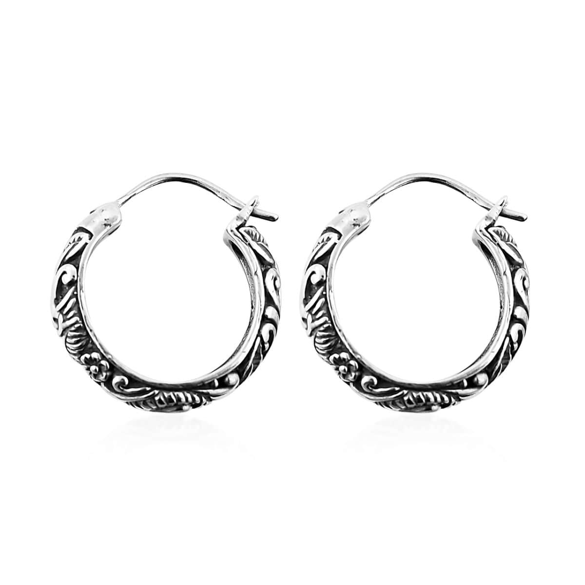 Bali Legacy Dragon Hoop Earrings in Sterling Silver 11.65 Grams image number 3