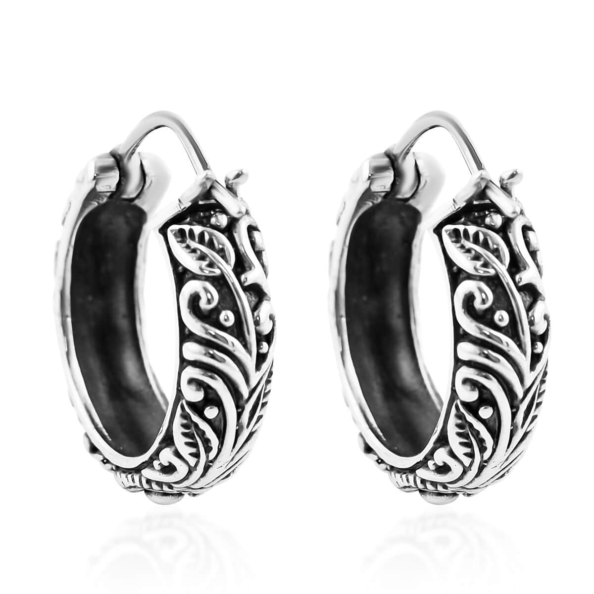 Bali Legacy Dragon Hoop Earrings in Sterling Silver 11.65 Grams image number 4