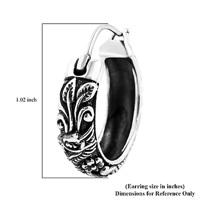 Bali Legacy Dragon Hoop Earrings in Sterling Silver 11.65 Grams