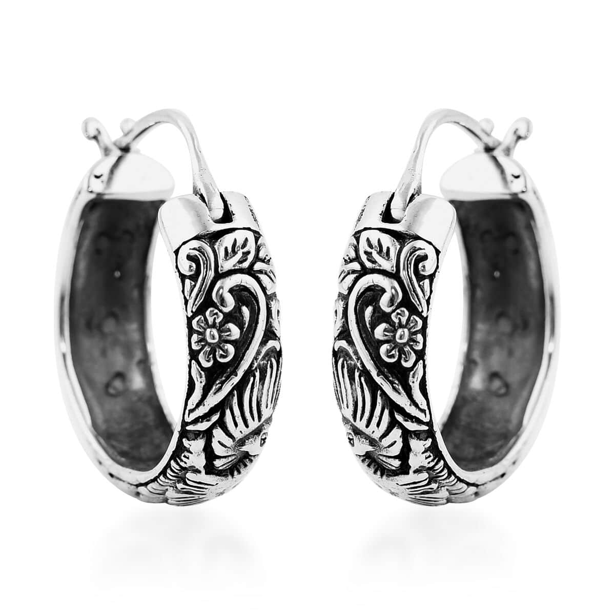 Bali Legacy Phoenix Hoop Earrings in Sterling Silver 11.65 Grams image number 0