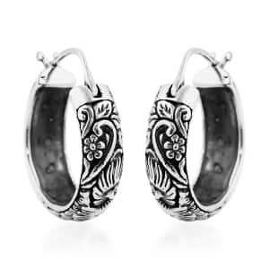 Bali Legacy Sterling Silver Phoenix Hoop Earrings 11.65 Grams