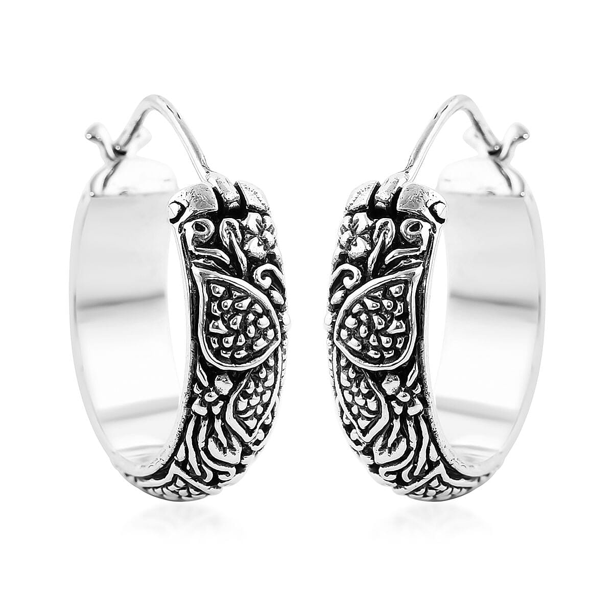 Bali Legacy Butterfly Hoop Earrings in Sterling Silver 11.65 Grams image number 0