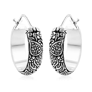 Bali Legacy Butterfly Hoop Earrings in Sterling Silver 11.65 Grams