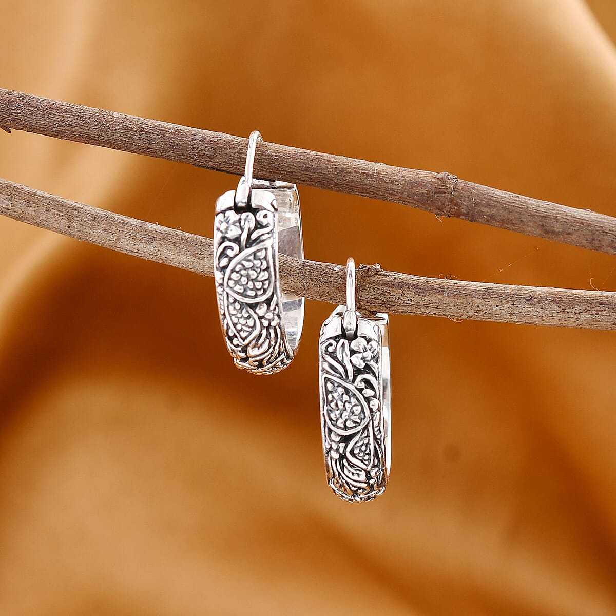 Bali Legacy Butterfly Hoop Earrings in Sterling Silver 11.65 Grams image number 1
