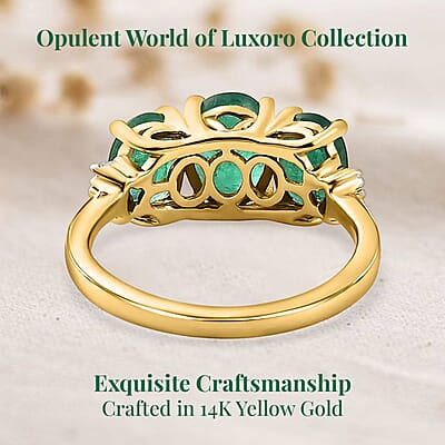 Luxoro AAA Kagem Zambian Emerald and G-H I3 Diamond 2.55 ctw Ring  in  14K Yellow Gold (Size 7.0)