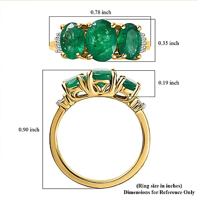 Luxoro AAA Kagem Zambian Emerald and G-H I3 Diamond 2.55 ctw Ring  in  14K Yellow Gold (Size 7.0)