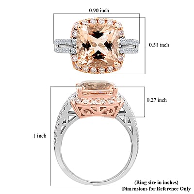 Modani 14K White and Rose Gold Marropino Morganite, SI Natural Pink and White Diamond Halo Ring (Size 10.0) 4.5 Grams 4.55 ctw