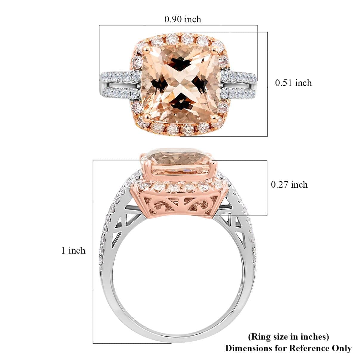 Modani 14K White and Rose Gold Marropino Morganite, SI Natural Pink and White Diamond Halo Ring (Size 5.0) 4.5 Grams 4.55 ctw image number 5