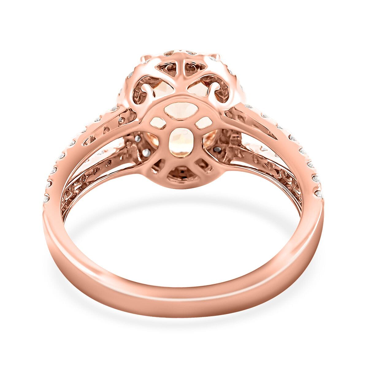 Modani 14K Rose Gold Marropino Morganite and VS Diamond Halo Ring (Size 10.0) 2.00 ctw