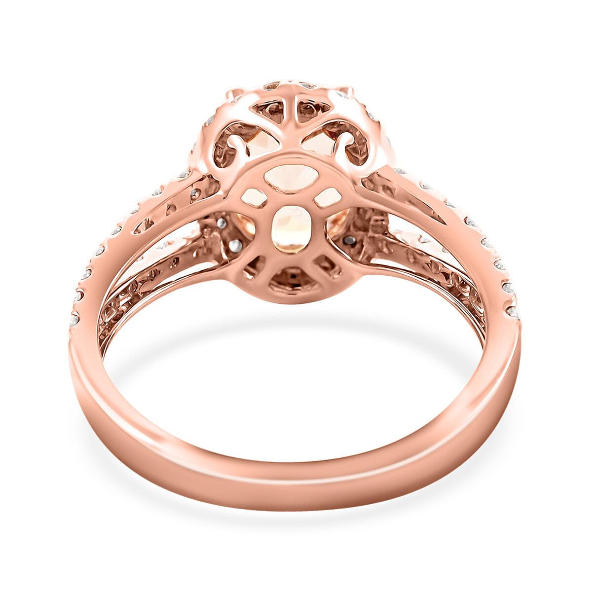 Modani 14K Rose Gold Marropino Morganite and VS Diamond Halo Ring (Del. in 10-12 Days) 2.00 ctw image number 4