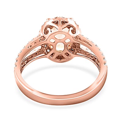Modani 14K Rose Gold Marropino Morganite and VS Diamond Halo Ring (Size 10.0) 2.00 ctw