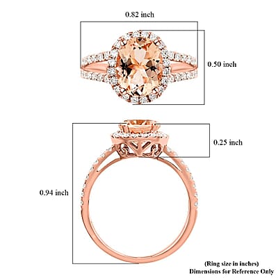 Modani 14K Rose Gold Marropino Morganite and VS Diamond Halo Ring (Size 10.0) 2.00 ctw