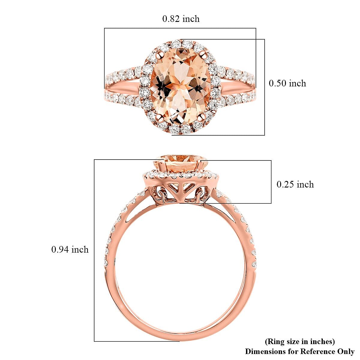 Modani 14K Rose Gold Marropino Morganite and VS Diamond Halo Ring (Size 11.0) 2.00 ctw image number 5