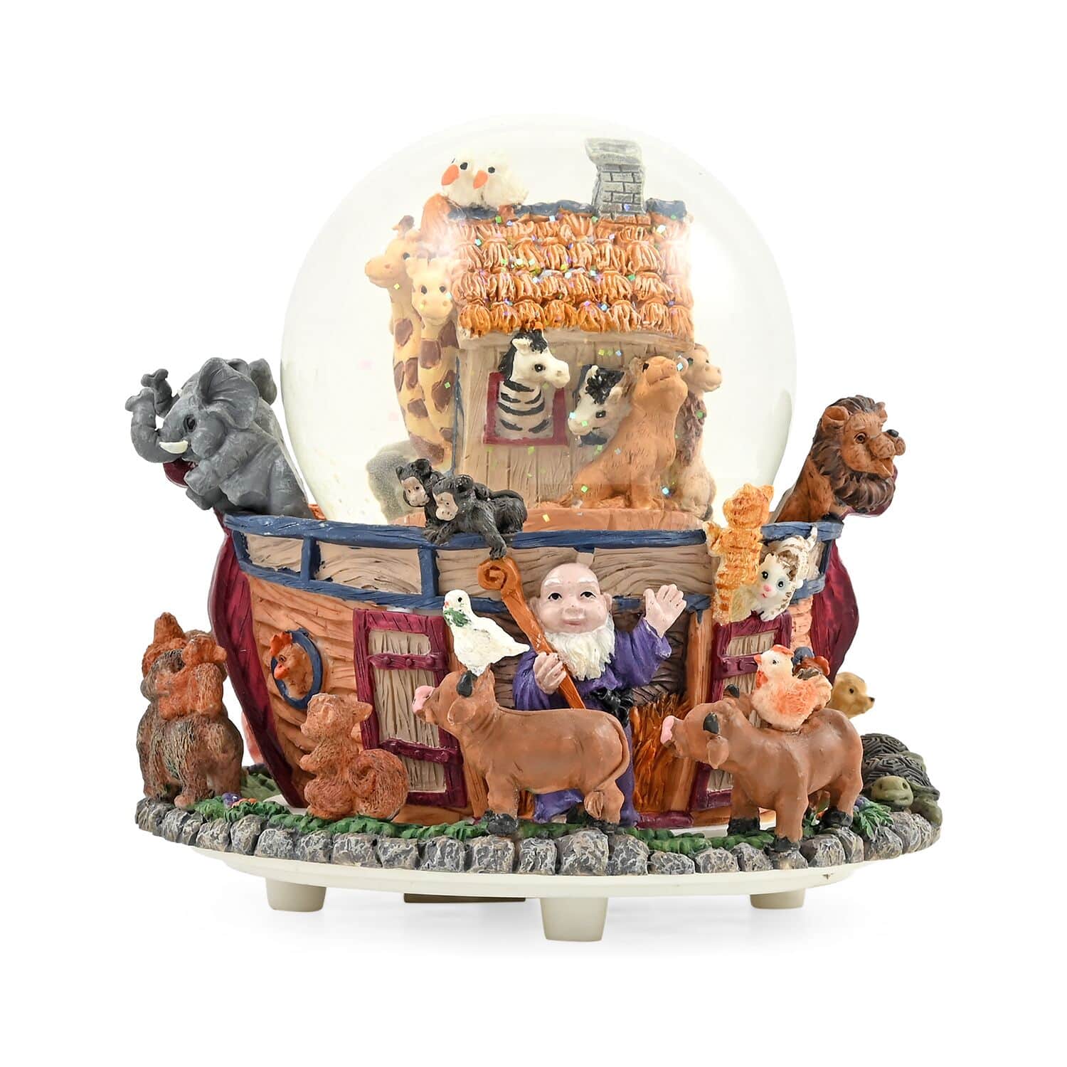 Authentic Musical NOAH'S ARK DOUBLE Snow Globe. Plays