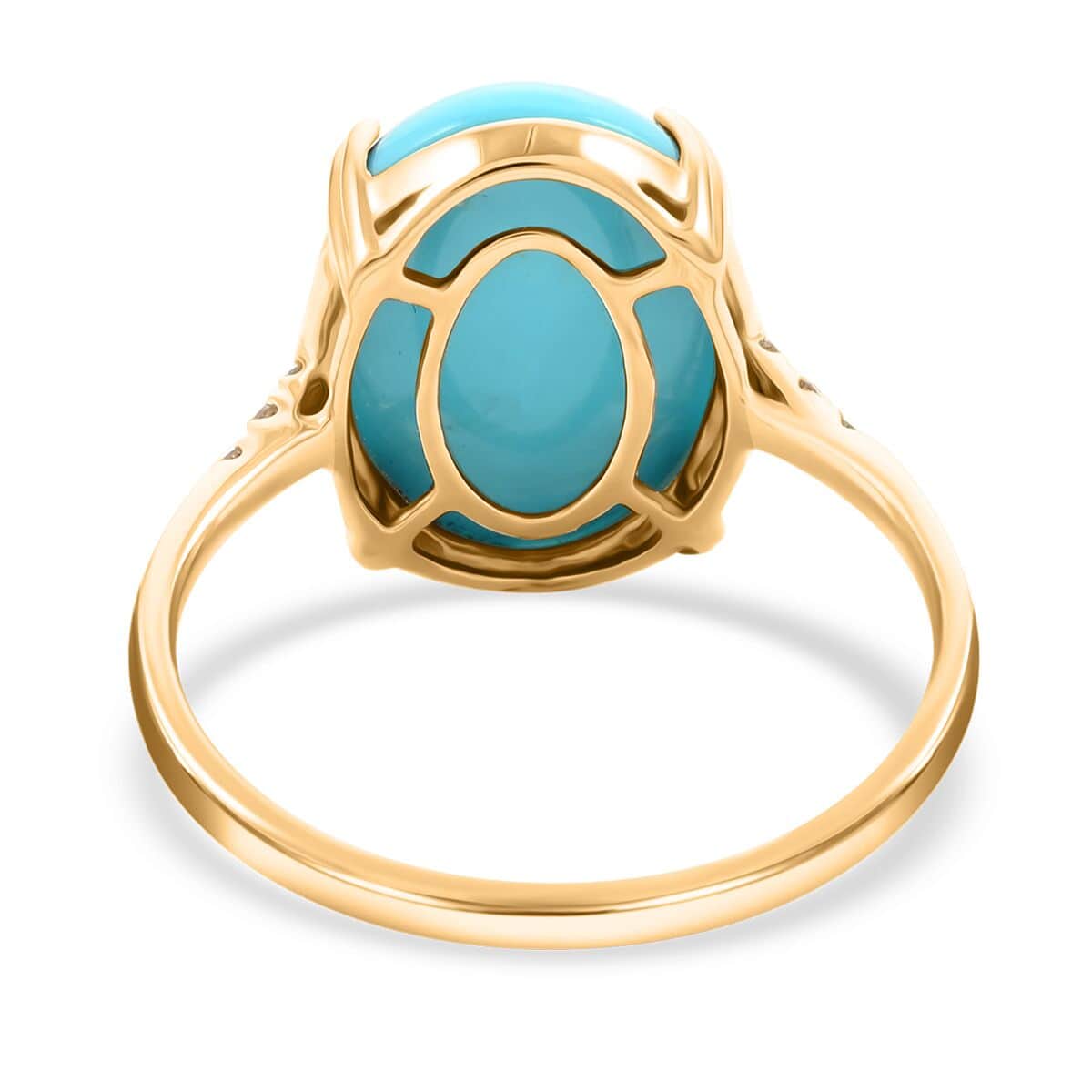 Certified & Appraised Luxoro 10K Yellow Gold AAA Sleeping Beauty Turquoise and I2 Diamond Ring 8.00 ctw (Del. in 7-10 Days) image number 4