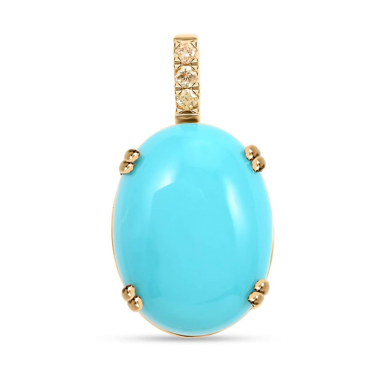 Certified & Appraised Luxoro 10K Yellow Gold AAA Sleeping Beauty Turquoise and I2 Diamond Pendant 8.00 ctw image number 0