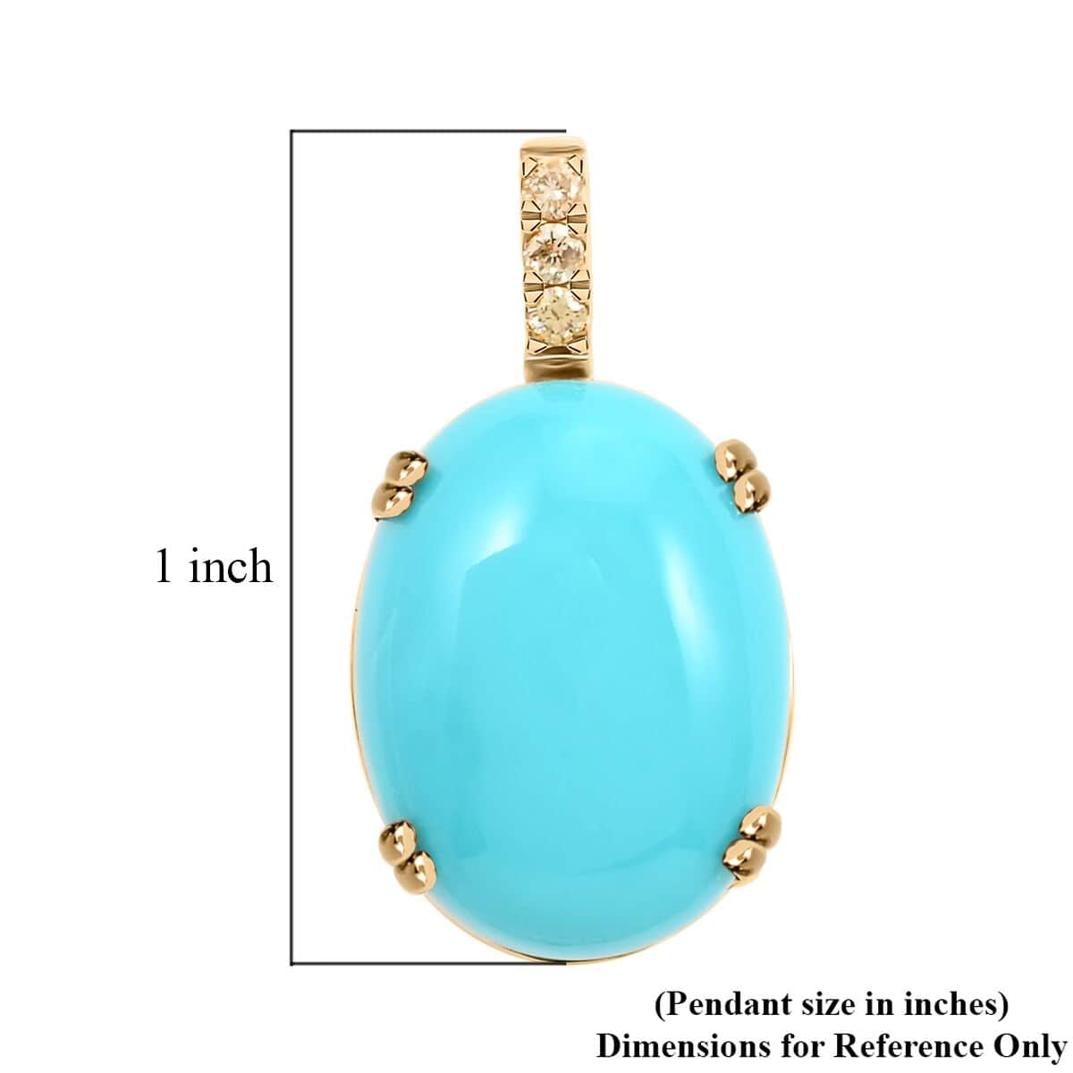 Certified & Appraised Luxoro 10K Yellow Gold AAA Sleeping Beauty Turquoise and I2 Diamond Pendant 8.00 ctw image number 5