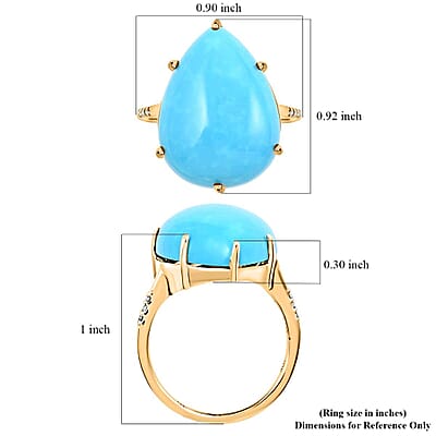 Certified & Appraised Luxoro AAA Sleeping Beauty Turquoise and I2 Diamond 12.65 ctw Ring in 10K Yellow Gold (Size 10.0)
