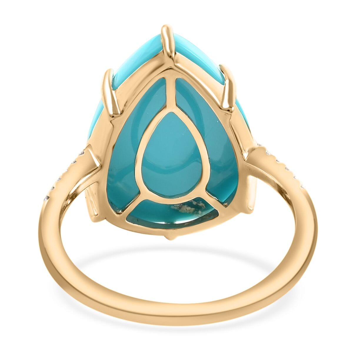 Certified & Appraised Luxoro AAA Sleeping Beauty Turquoise and I2 Diamond 8.85 ctw Ring in 10K Yellow Gold (Size  9.0) image number 4