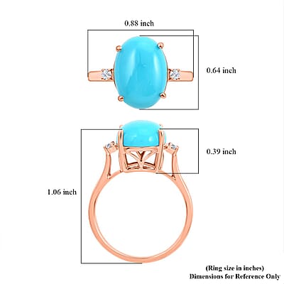 Certified & Appraised Luxoro 14K Rose Gold AAA Sleeping Beauty Turquoise and I2 Diamond Ring (Size 7.0) 5.50 ctw