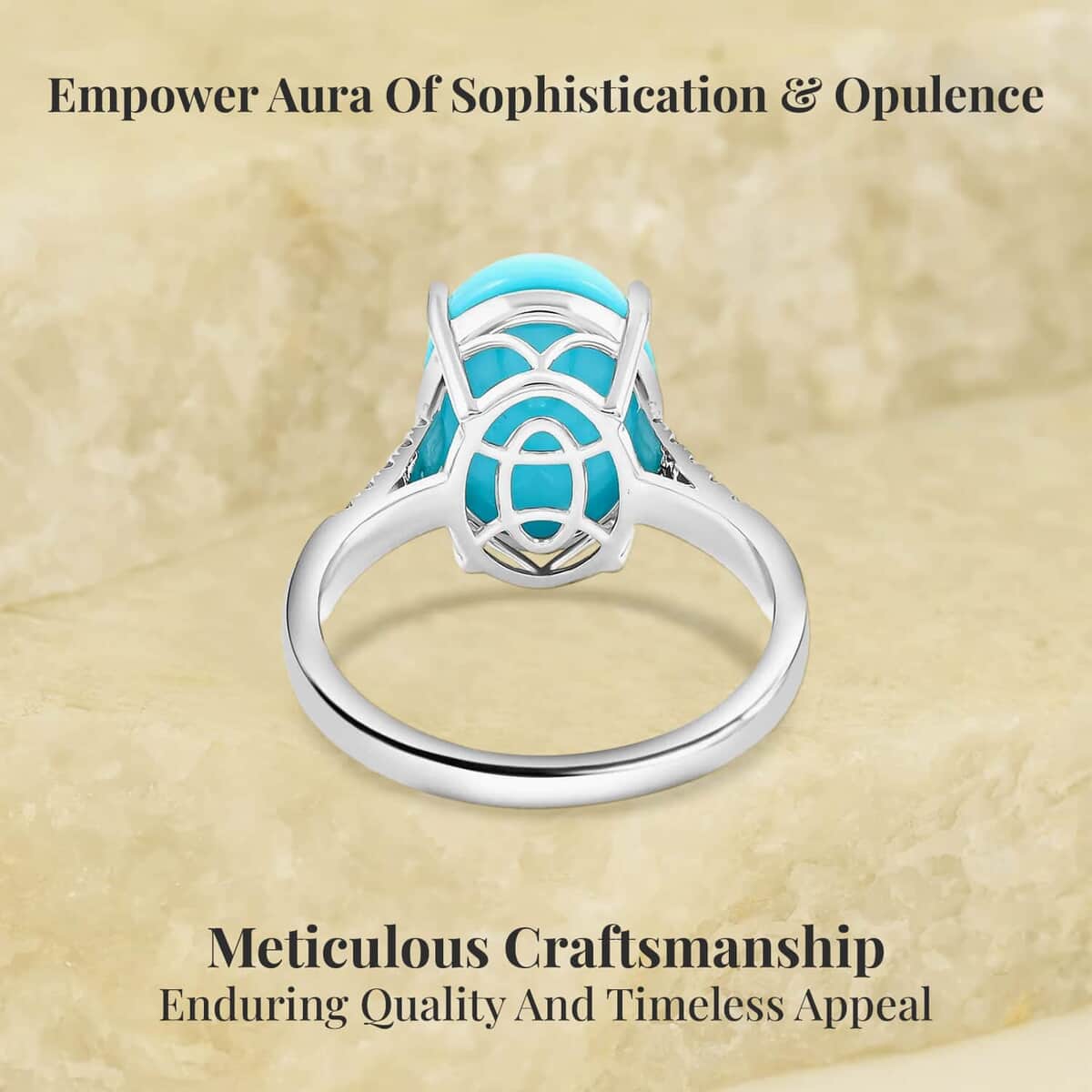 Certified & Appraised Luxoro 10K White Gold AAA Sleeping Beauty Turquoise and I2 Diamond Ring 5.50 ctw (Del. in 7-10 Days) image number 3