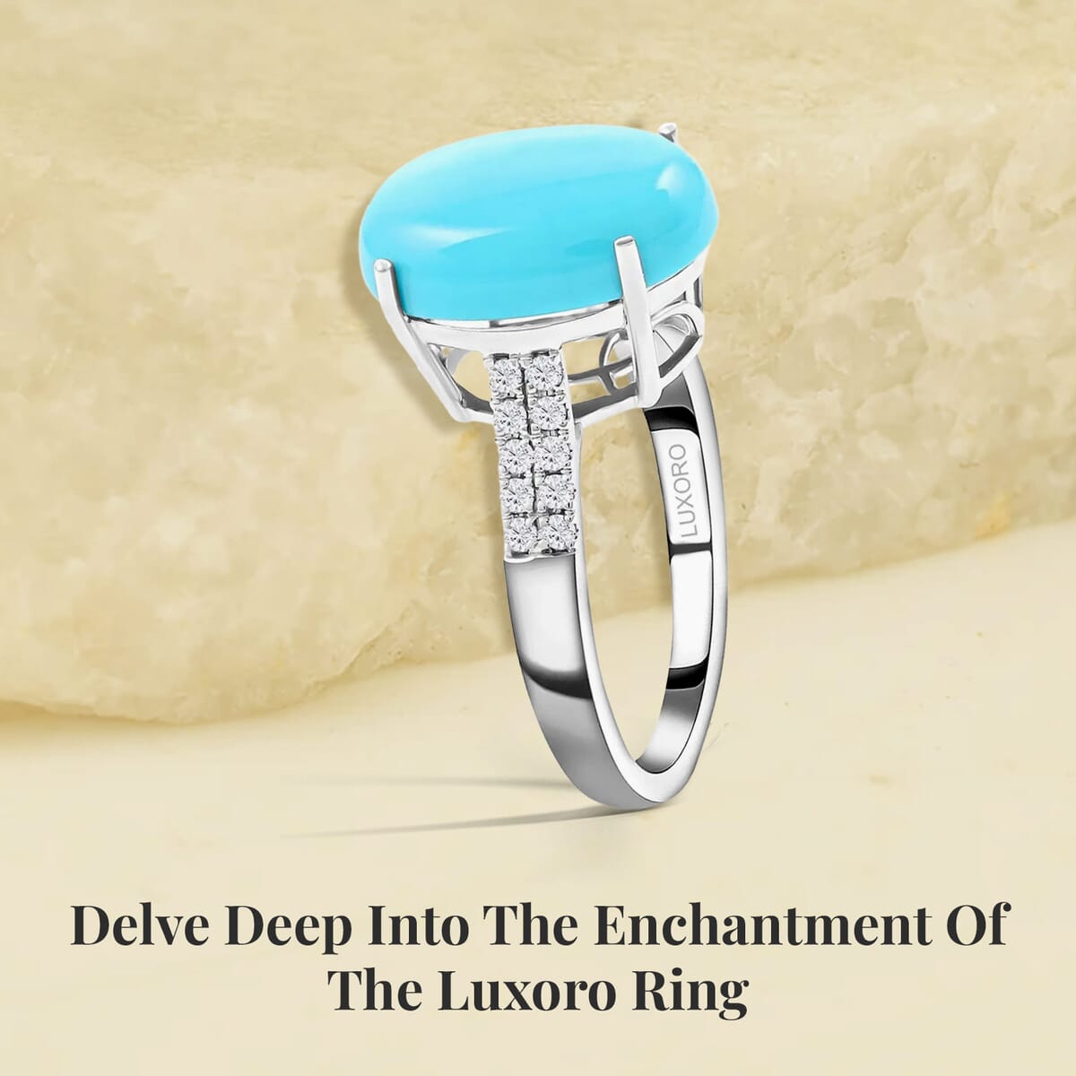 Certified & Appraised Luxoro AAA Sleeping Beauty Turquoise and I2 Diamond 5.50 ctw Ring in 10K White Gold (Size 7.0) image number 2