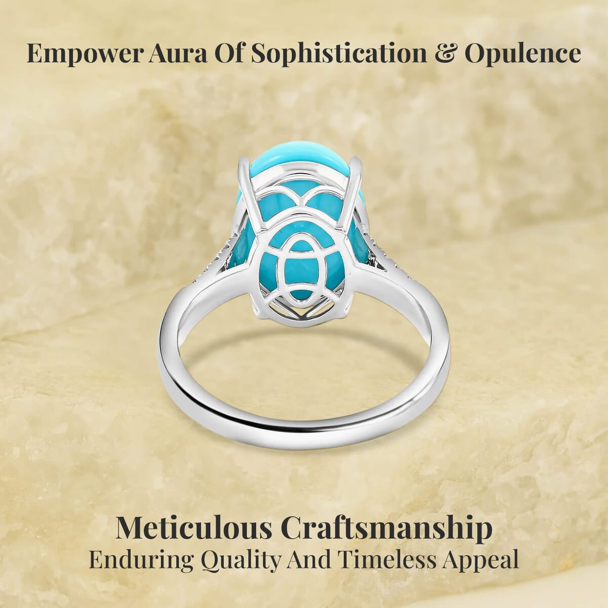 Certified & Appraised Luxoro AAA Sleeping Beauty Turquoise and I2 Diamond 5.50 ctw Ring in 10K White Gold (Size 7.0) image number 3
