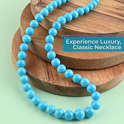 Certified & Appraised Rhapsody 950 Platinum AAAA Sleeping Beauty Turquoise Beaded Necklace 18 Inches 130.00 ctw