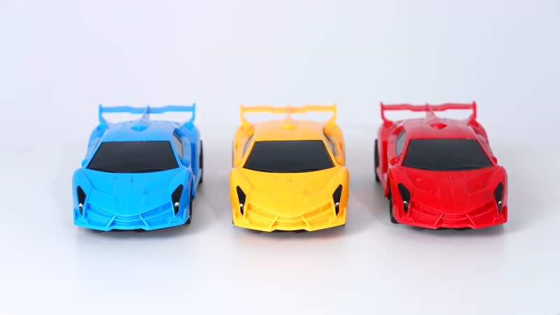 3pcs Red, Yellow and Blue 4 Channels Toy Car with LED Light (3xAA for Car, 2xAA for Controller Not Included)