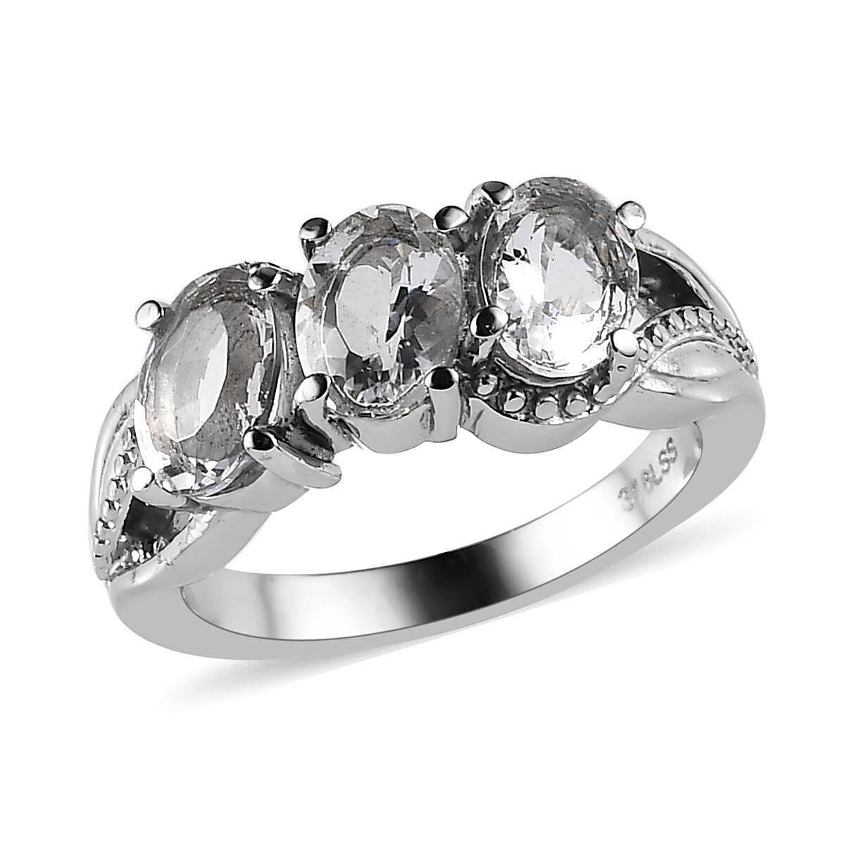 Petalite 3 Stone Ring in Stainless Steel 1.75 ctw image number 0