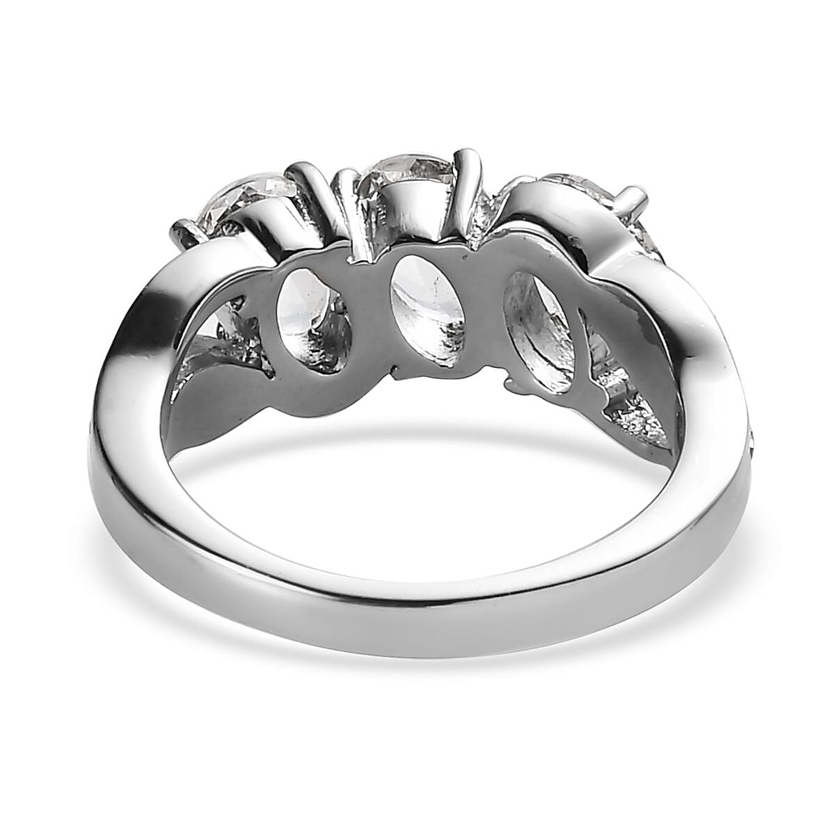 Petalite 3 Stone Ring in Stainless Steel (Size 10.0) 1.75 ctw