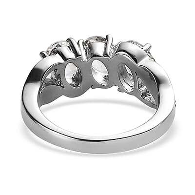 Petalite 3 Stone Ring in Stainless Steel (Size 10.0) 1.75 ctw