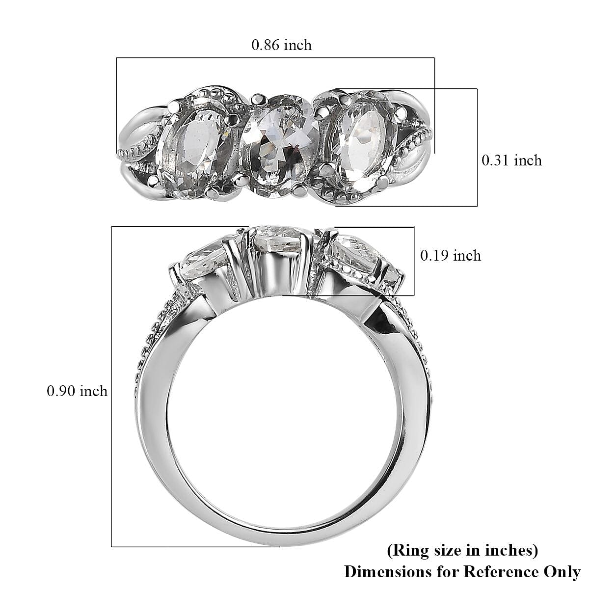 Petalite 3 Stone Ring in Stainless Steel 1.75 ctw image number 5