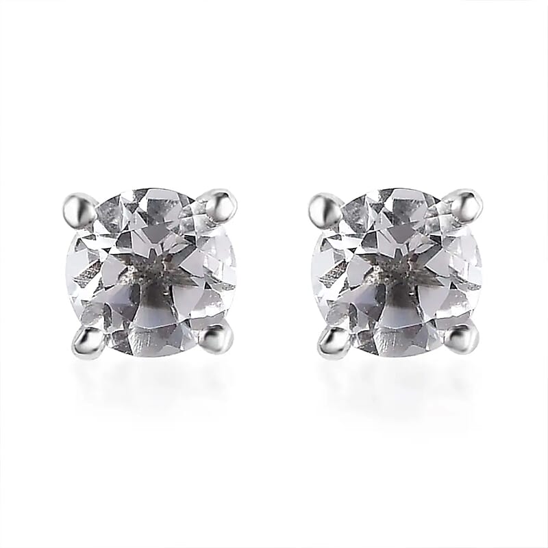 Brazilian Petalite 0.75 ctw Solitaire Stud Earrings in Platinum Over Sterling Silver
